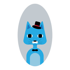 vector illustration of cute cartoon cat with hat