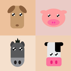 vector illustration of cute cartoon farm animal character design