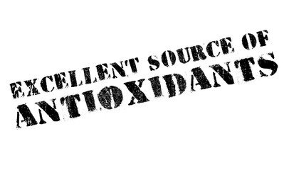 Excellent source of antioxidants stamp. Grunge design with dust scratches. Effects can be easily removed for a clean, crisp look. Color is easily changed.