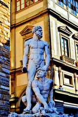 Fototapeta premium Savaşçı heykeli ve Floransa meydanı