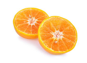 half  tangerine isolated on white bakcground