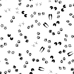 Seamless pattern with animal footprints