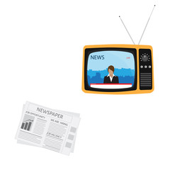 Retro TV and newspaper