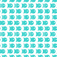 Fish seamless pattern for fabric textile design, pillows, wallpapers,cloth,bags,scrapbook paper. Vector illustration