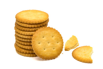 Salted round crackers tower