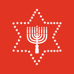 Hanukkah, David star, Jewish holiday symbol. Flat design. Stock - Vector illustration