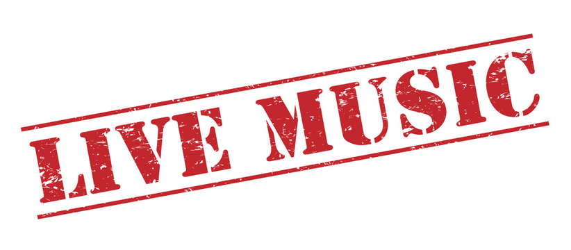 live music red vector stamp on white background