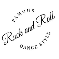 Famous dance style, Rock and Roll stamp. Grunge design with dust scratches. Effects can be easily removed for a clean, crisp look. Color is easily changed.