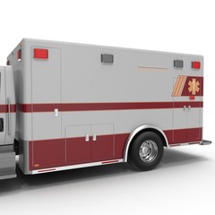 Emergency ambulance car isolated on white. 3D Illustration