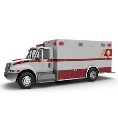 Emergency ambulance car isolated on white. 3D Illustration