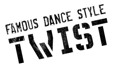 Famous dance style, Twist stamp. Grunge design with dust scratches. Effects can be easily removed for a clean, crisp look. Color is easily changed.