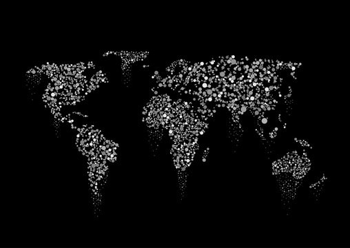 Silver sparkles World map