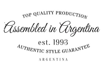 Assembled in Argentina rubber stamp. Grunge design with dust scratches. Effects can be easily removed for a clean, crisp look. Color is easily changed.