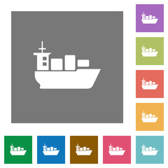 Sea transport square flat icons