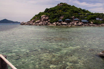 tropical beach with both in samui Thailand