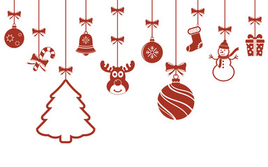Christmas hanging ornaments isolated background