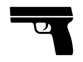 Modern semi automatic pistol gun weapon flat icon for games and websites - obrazy, fototapety, plakaty