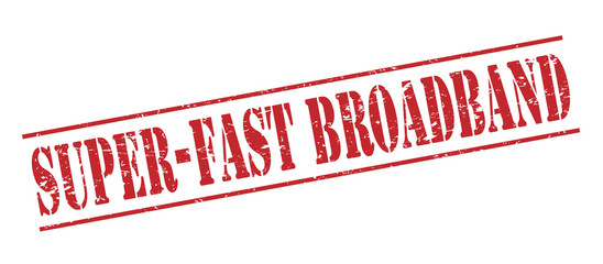super-fast broadband red vector stamp on white background