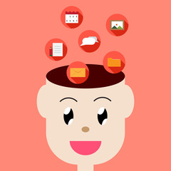 vector illustration of cute cartoon man character design and flat icon