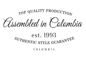 Assembled in Colombia rubber stamp. Grunge design with dust scratches. Effects can be easily removed for a clean, crisp look. Color is easily changed.