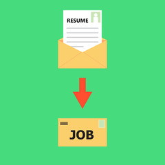 vector illustration of resume in mail