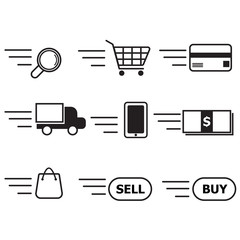 vector illustration of online shopping line icon