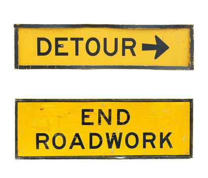 set of old road signs