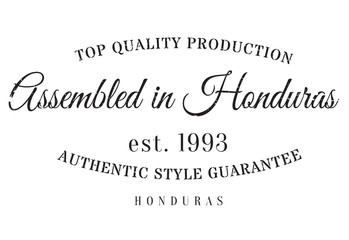 Assembled in Honduras rubber stamp. Grunge design with dust scratches. Effects can be easily removed for a clean, crisp look. Color is easily changed.