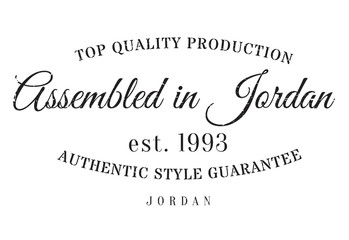 Assembled in Jordan rubber stamp. Grunge design with dust scratches. Effects can be easily removed for a clean, crisp look. Color is easily changed.