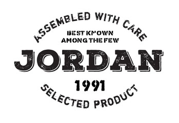 Assembled in Jordan rubber stamp. Grunge design with dust scratches. Effects can be easily removed for a clean, crisp look. Color is easily changed.