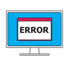 vector illustration of computer error concept line design