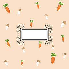 vector illustration of cute carrot and mushroom pattern