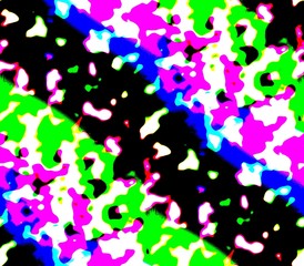Abstract seamless background of yellow and green, red and pink with black and white, blue tones. Bright lines, spots, dots, ribbon and blots, circles, rough and blurred, with a clear outline.