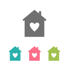 Icon house with heart. Conceptual logo with a symbol of love. Vector illustration.