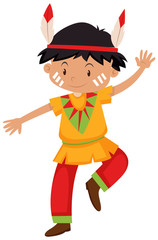 Little boy in american indian costume