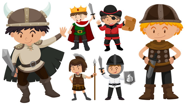Boys in different costumes