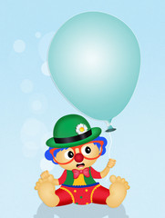 Obraz na płótnie Canvas cute baby clown with balloon