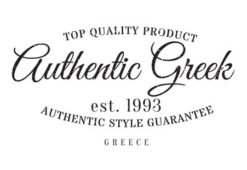Authentic greek product stamp. Grunge design with dust scratches. Effects can be easily removed for a clean, crisp look. Color is easily changed.