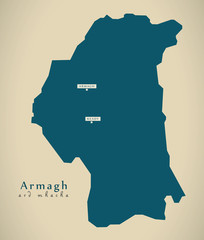 Modern Map - Armagh UK Northern Ireland illustration