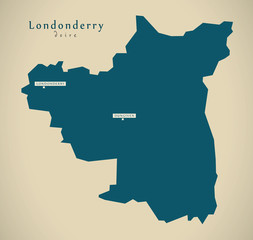 Modern Map - Londonderry UK Northern Ireland illustration