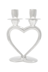 silver candlestick heart isolated on white