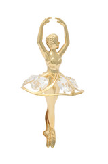 gold brooch ballerina isolated on white