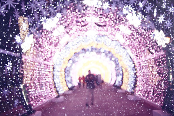 Christmas ornaments snowflake background blur city