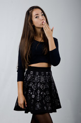 Fototapeta premium beautiful girl in skirt and top