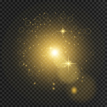 Transparent Glow light effect. Star burst with sparkles
