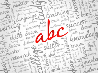 ABC word cloud collage, education concept background