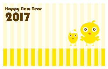 New Year 2017 card with chinese zodiac, The Year of the Rooster.