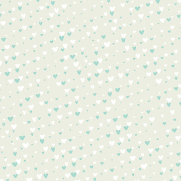 Cute romantic pattern with doodle hearts, scrapbooking background. Vector illustration