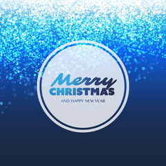Fototapeta premium Merry Christmas - Colorful Modern Style Happy Holidays Greeting Card Design with Round Transparent Label on Sparkling Bright Blurred Background