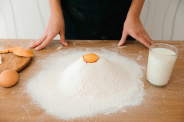 Chef preparing dough - cooking process